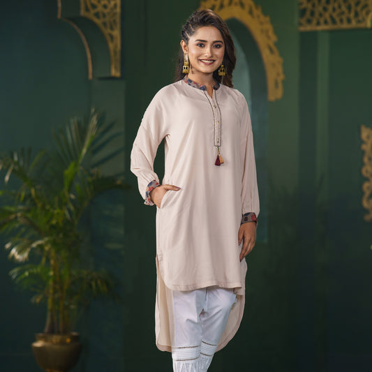 Women Ethnic Beige Fusion Kurti