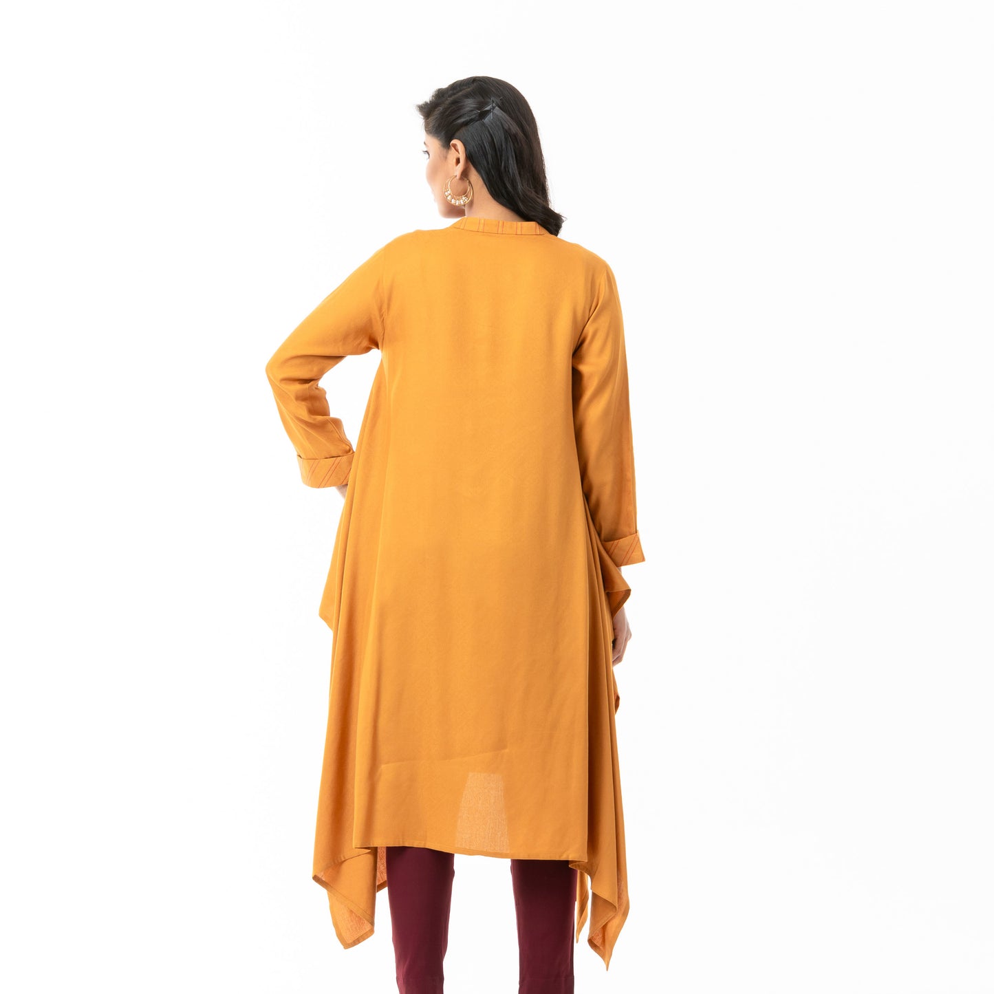 Women Mustard Embroidered Kurti