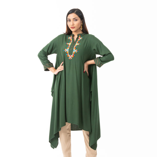 Women Basil Embroidered Kurti