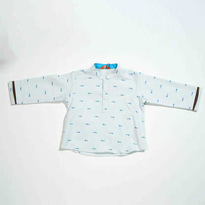 New Born Boys 2Pcs-Blue White Print