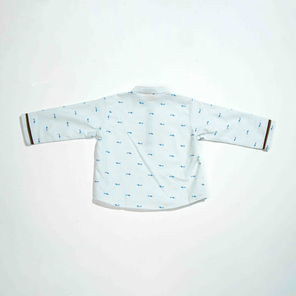 New Born Boys 2Pcs-Blue White Print