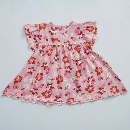 N.B Girls Frock Set-peachy floral