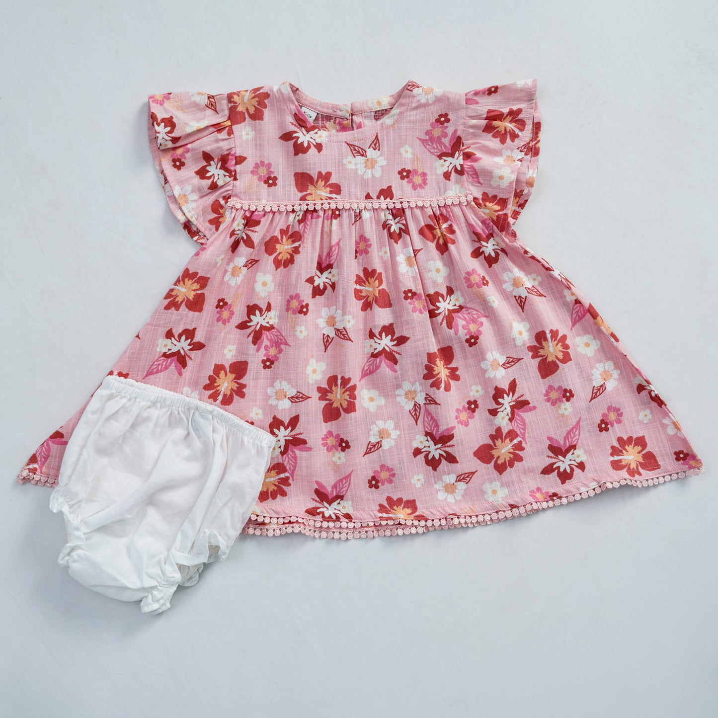 N.B Girls Frock Set-peachy floral