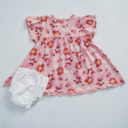 N.B Girls Frock Set-peachy floral