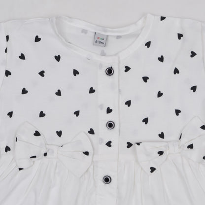 N.B Girls Frock Set-WHITE PRINT