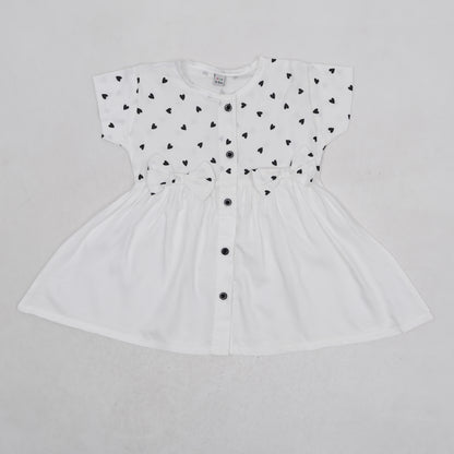 N.B Girls Frock Set-WHITE PRINT