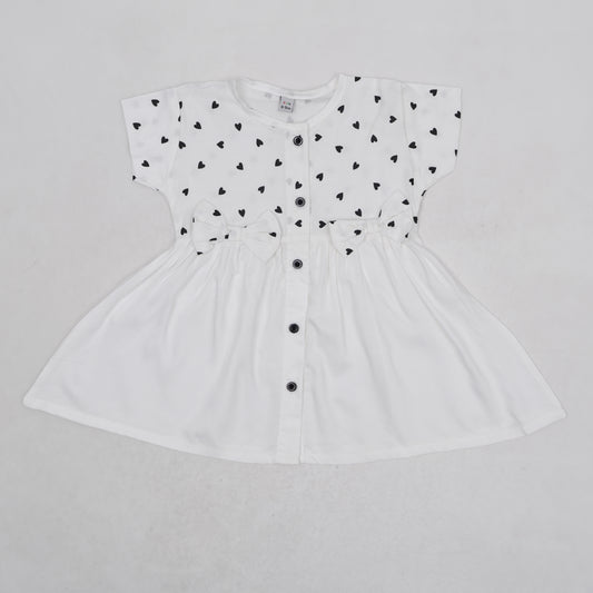 N.B Girls Frock Set-WHITE PRINT