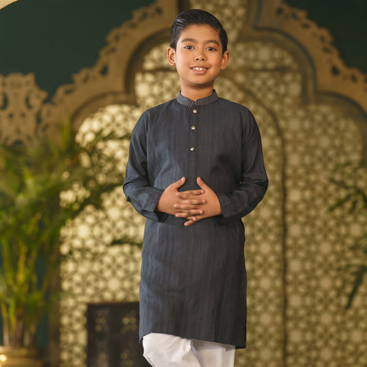 Boy's Black Stitched Panjabi