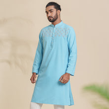 Load image into Gallery viewer, Men&#39;s Sky Blue Embroidery Panjabi
