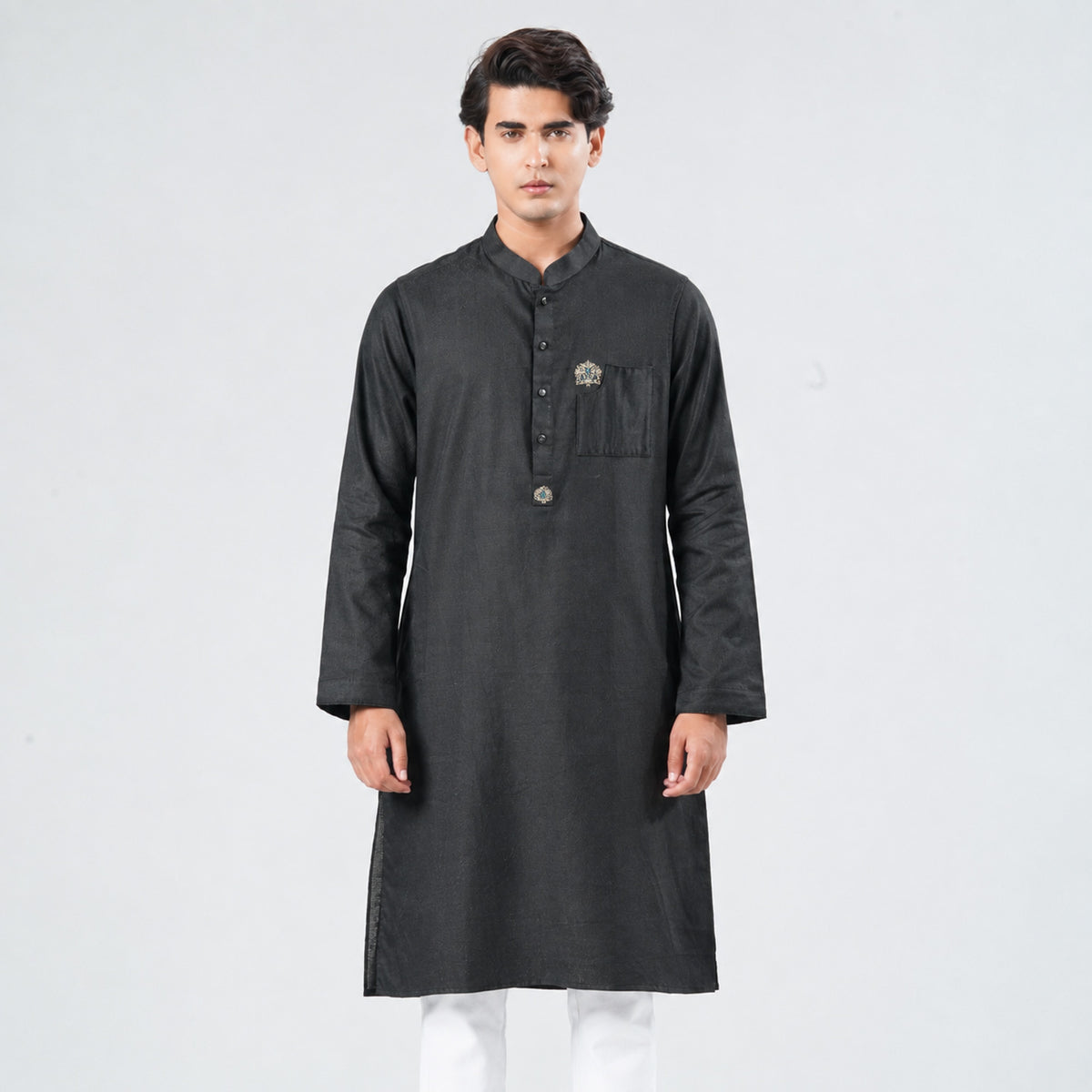 Mens Black Embroidery Panjabi