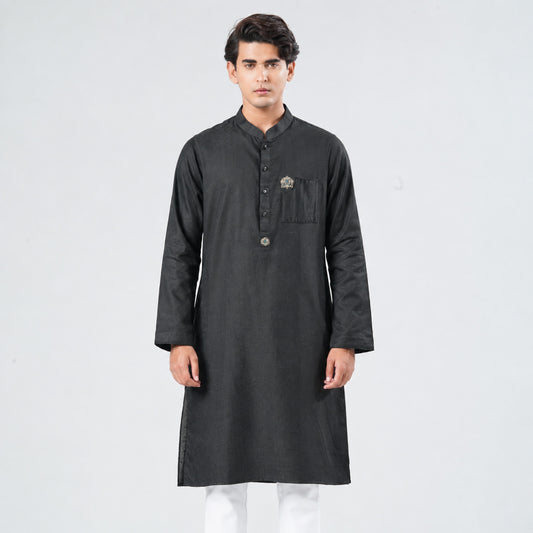 Mens Black Embroidery Panjabi