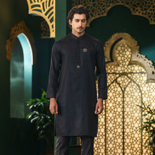 Load image into Gallery viewer, Men&#39;s Black Embroidery Panjabi
