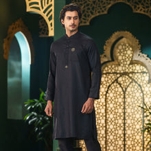 Load image into Gallery viewer, Men&#39;s Black Embroidery Panjabi
