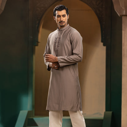 Mens Taupe Karchupi Panjabi