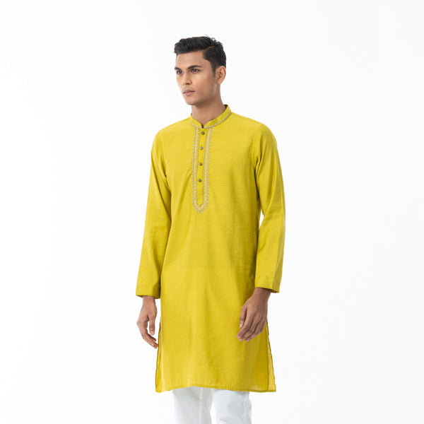 Mens Mustard Karchupi Panjabi