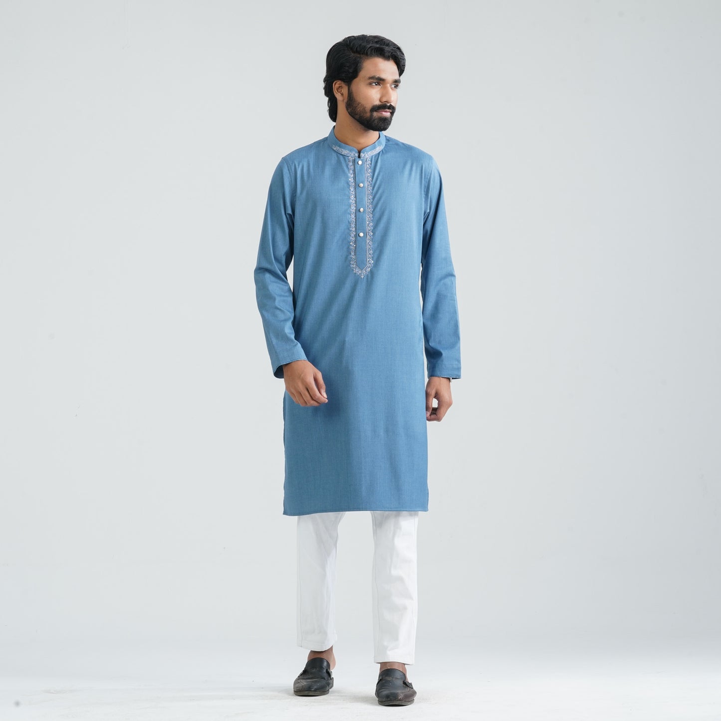 Men’s Bluish Ash Cotton Panjabi