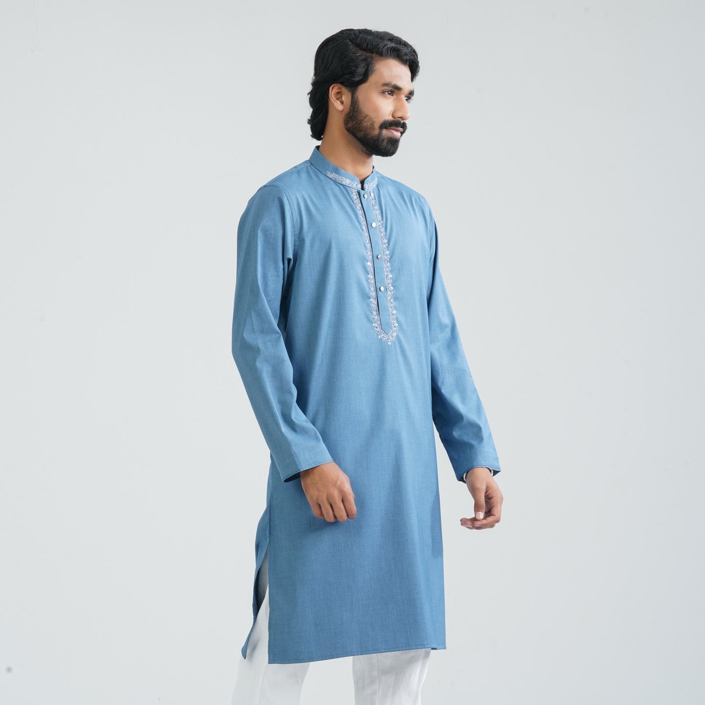 Men’s Bluish Ash Cotton Panjabi