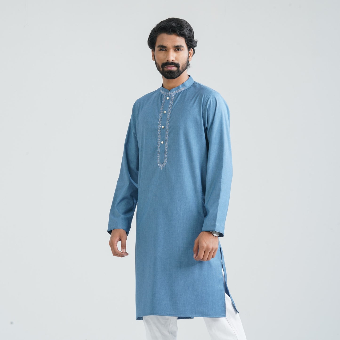 Men’s Bluish Ash Cotton Panjabi