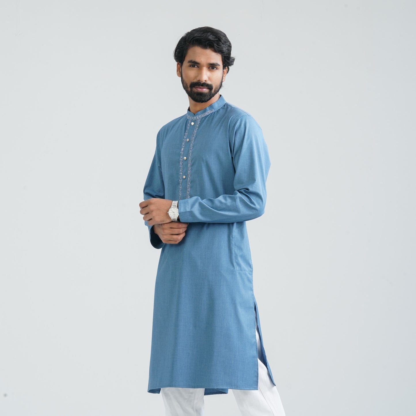 Men’s Bluish Ash Cotton Panjabi