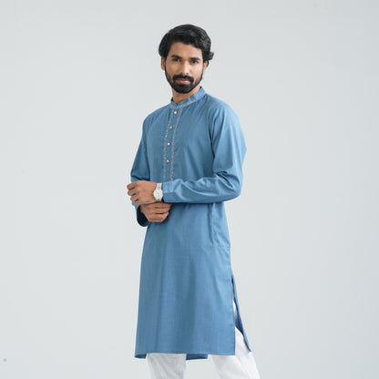 Men’s Bluish Ash Cotton Panjabi