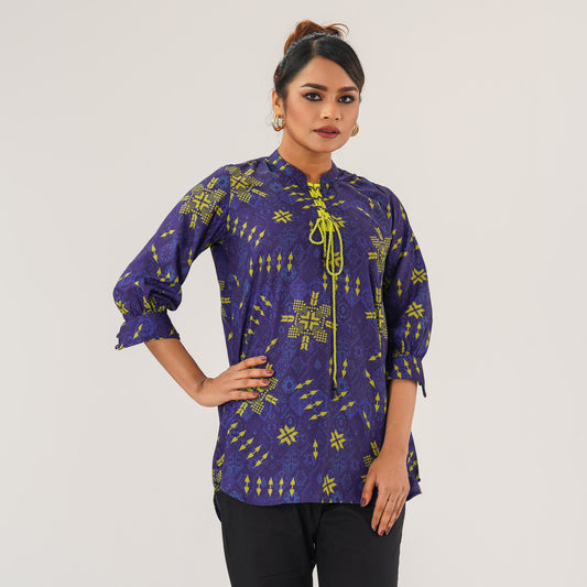 Womens Royal Blue Ethnic Top