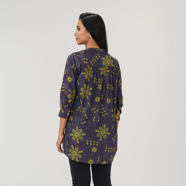 Womens Grey Ethnic Top