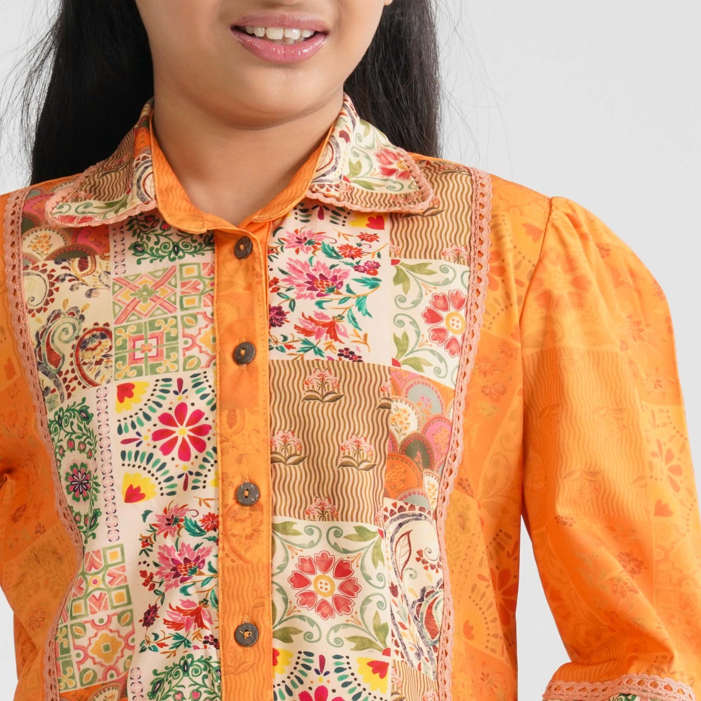 Girl’s Mustard Blended Cotton Tunic