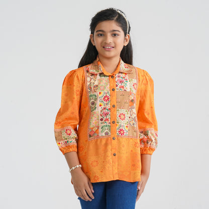 Girl’s Mustard Blended Cotton Tunic