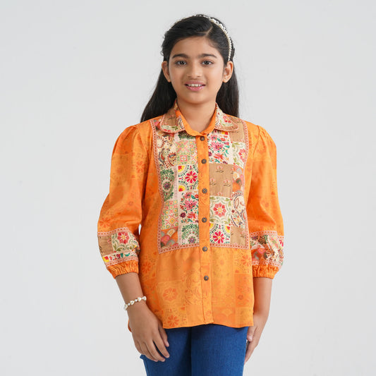 Girl’s Mustard Blended Cotton Tunic