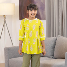 Load image into Gallery viewer, Girls Neon Green Printed Tunic
