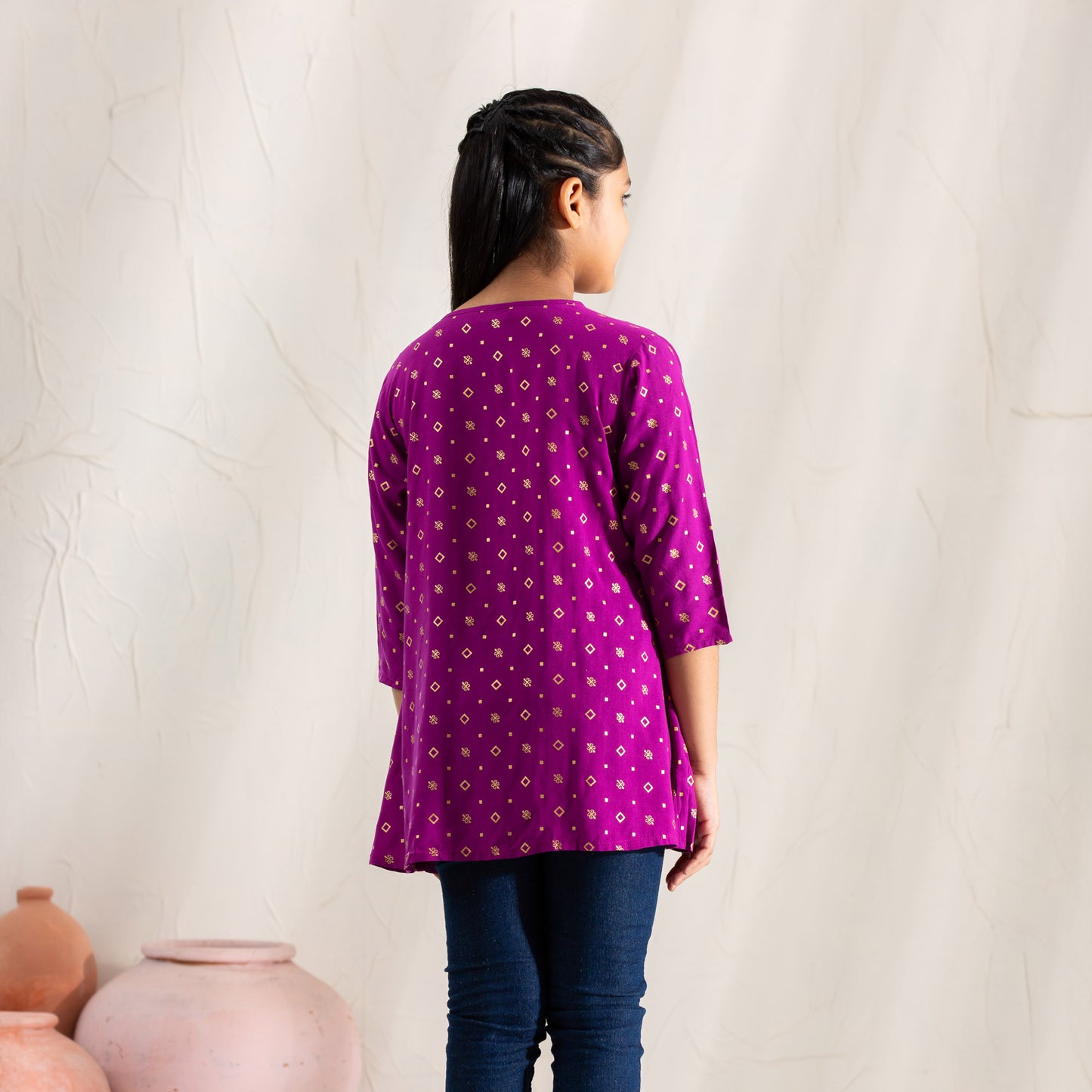 Girls Teen Purple Embroidered Tunic