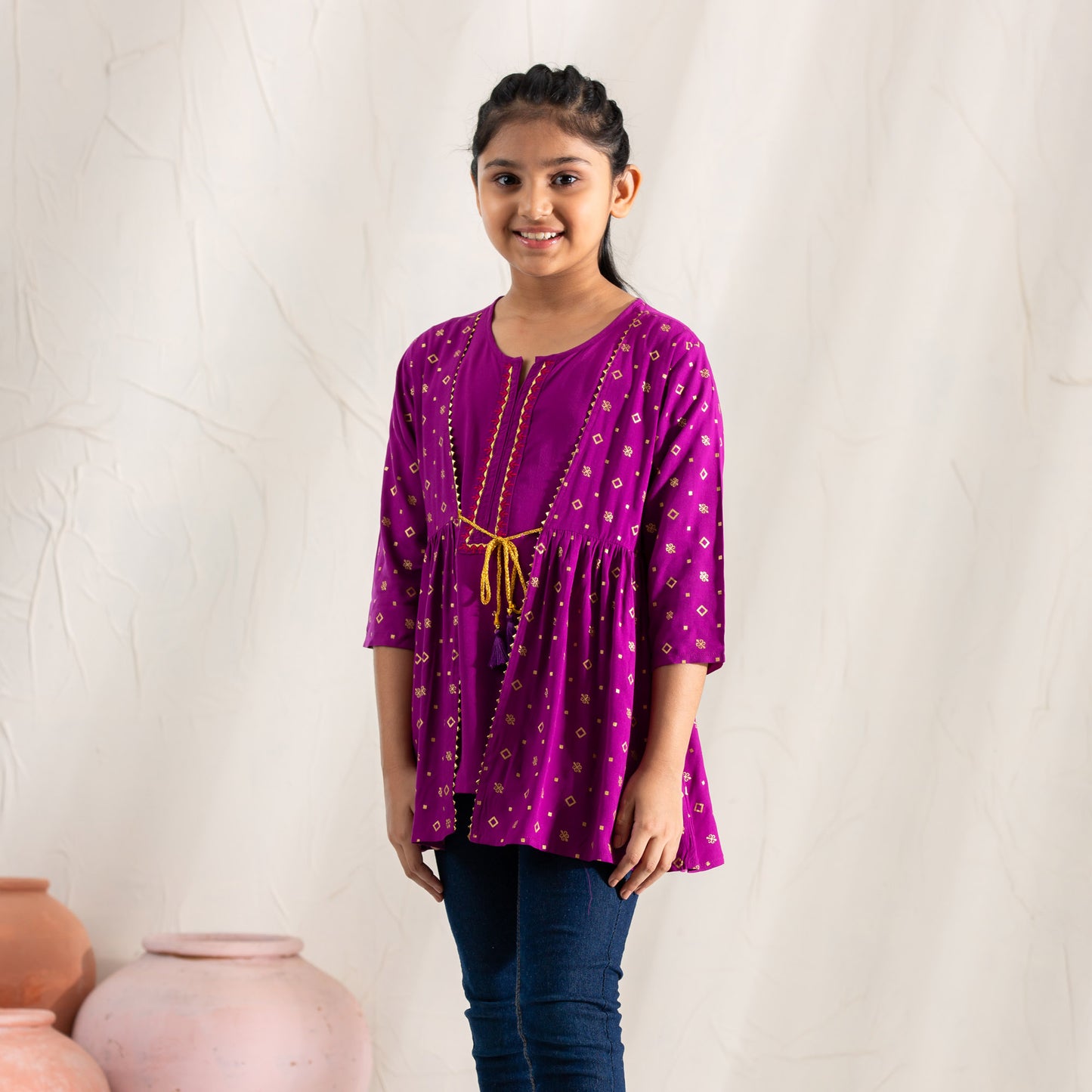 Girls Teen Purple Embroidered Tunic