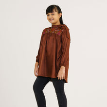 Load image into Gallery viewer, Girls Brown Embroidered Tunic
