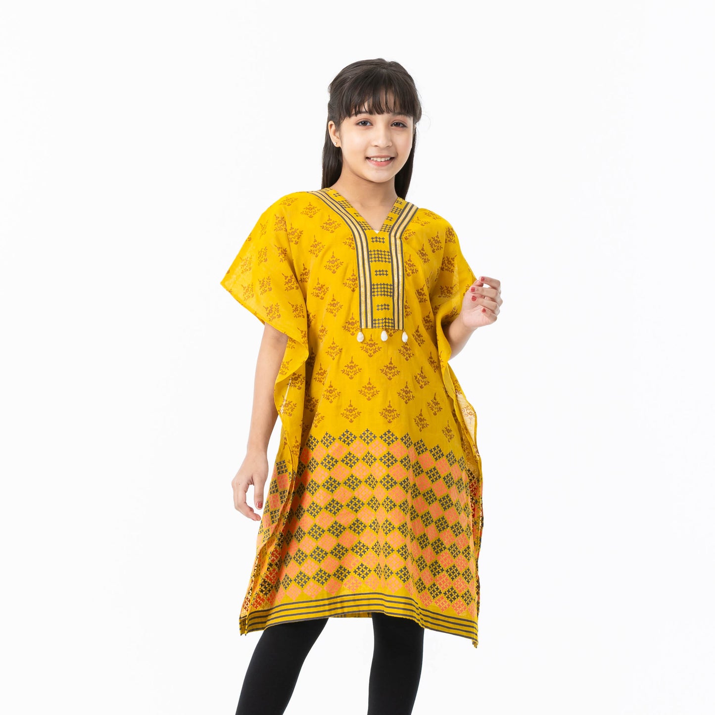 Girls Mustard Kaftan