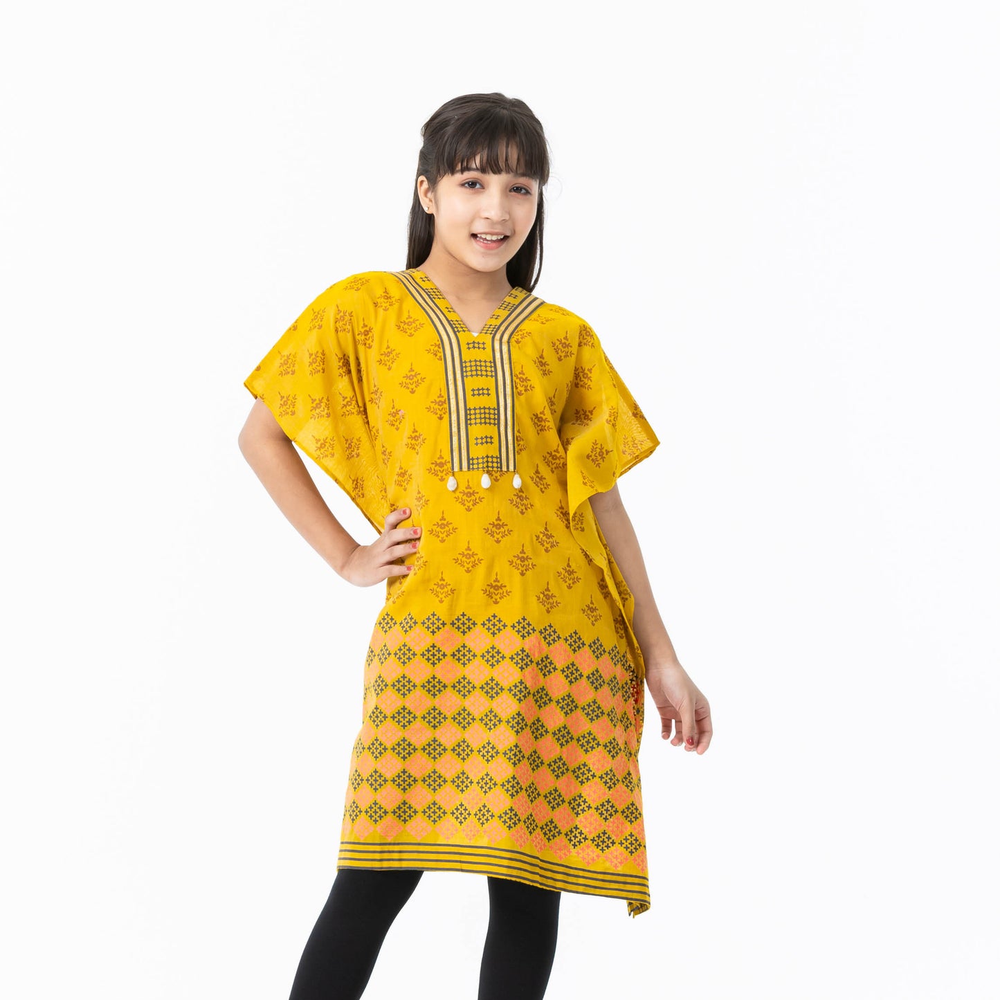 Girls Mustard Kaftan