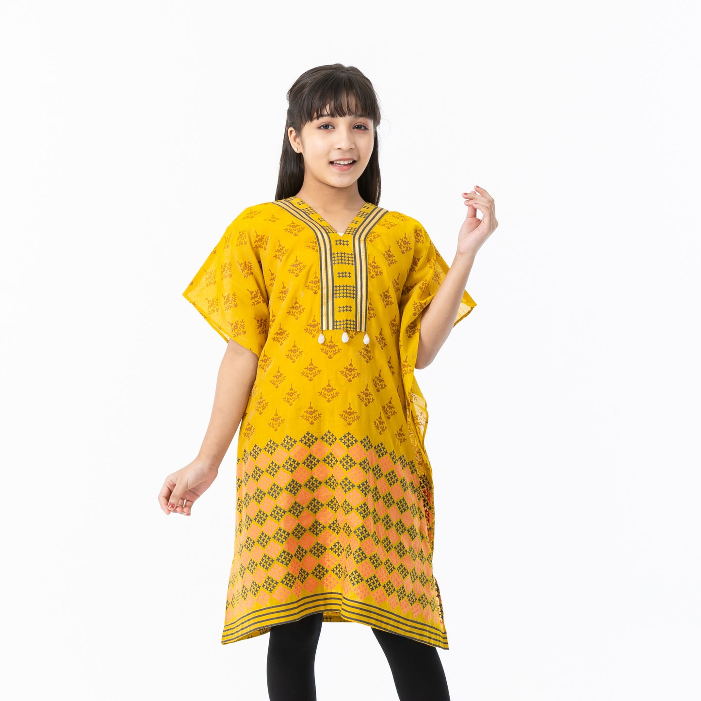 Girls Mustard Kaftan