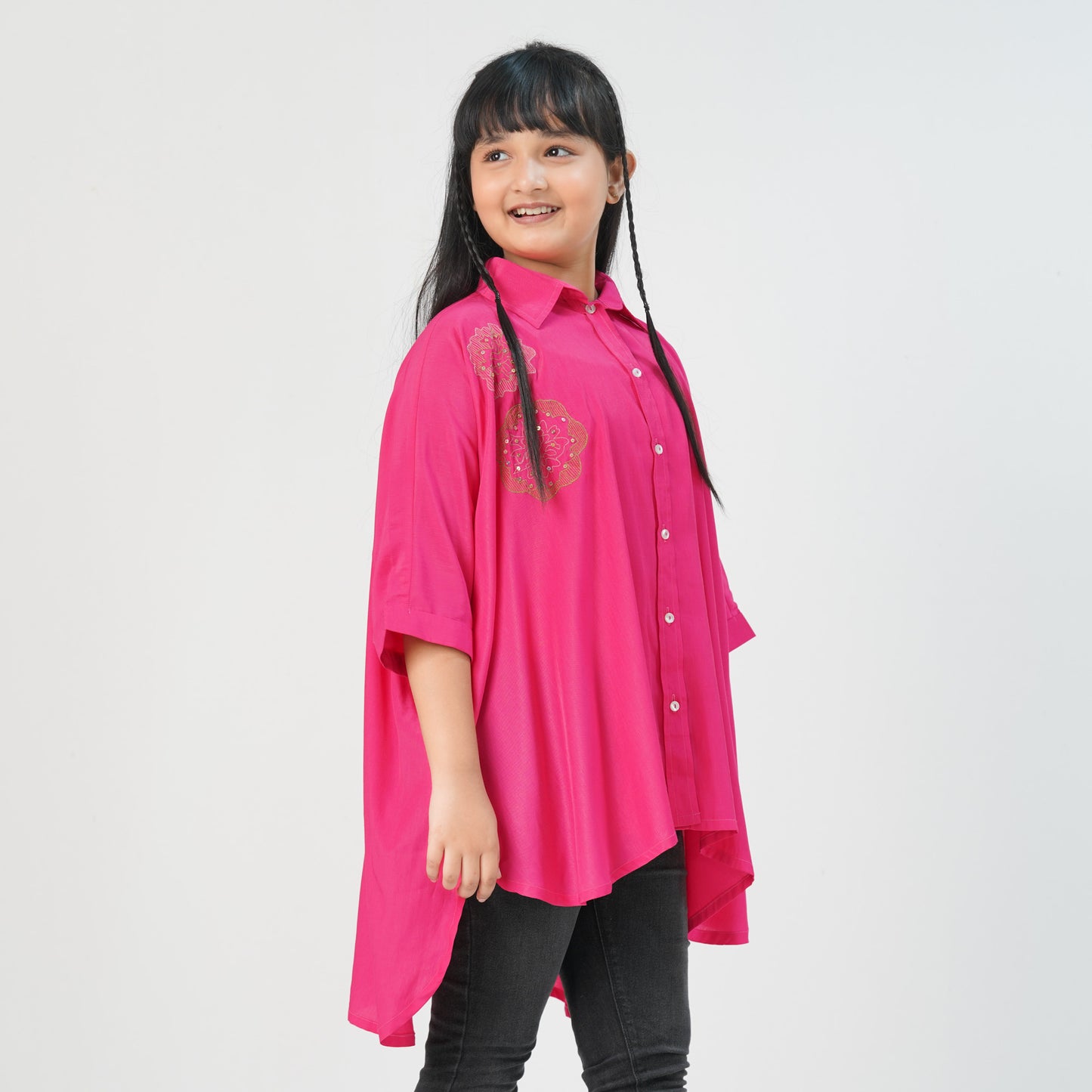 Teen Girls Oversized Embroidered Tunic