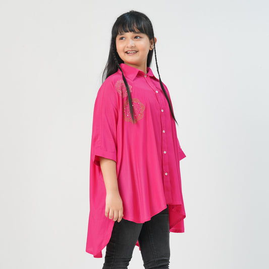 Teen Girls Oversized Embroidered Tunic