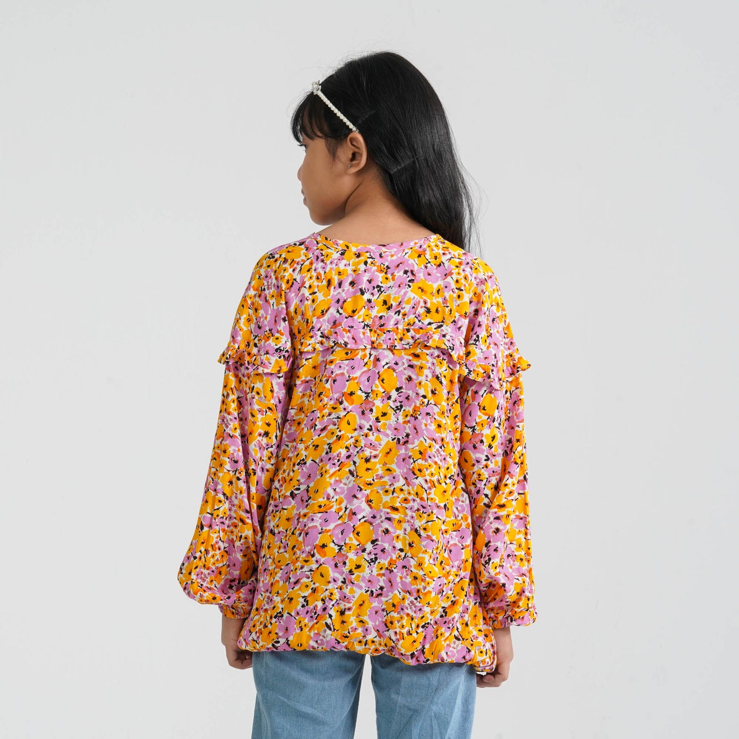 Girl's Yellow Viscose Tunic