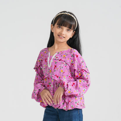 Girl's Pink Viscose Tunic