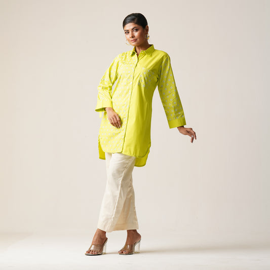 Womens Ethnic Tunic-Neon Green