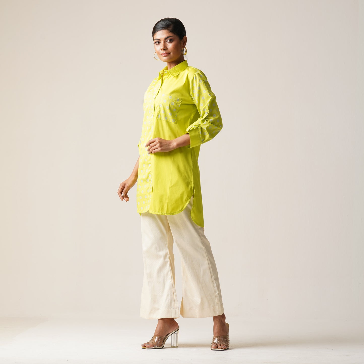 Womens Ethnic Tunic-Neon Green