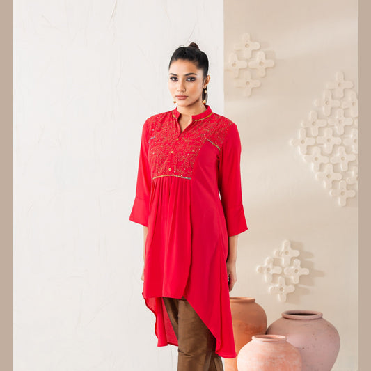 Womens Red Ethnic Tunic