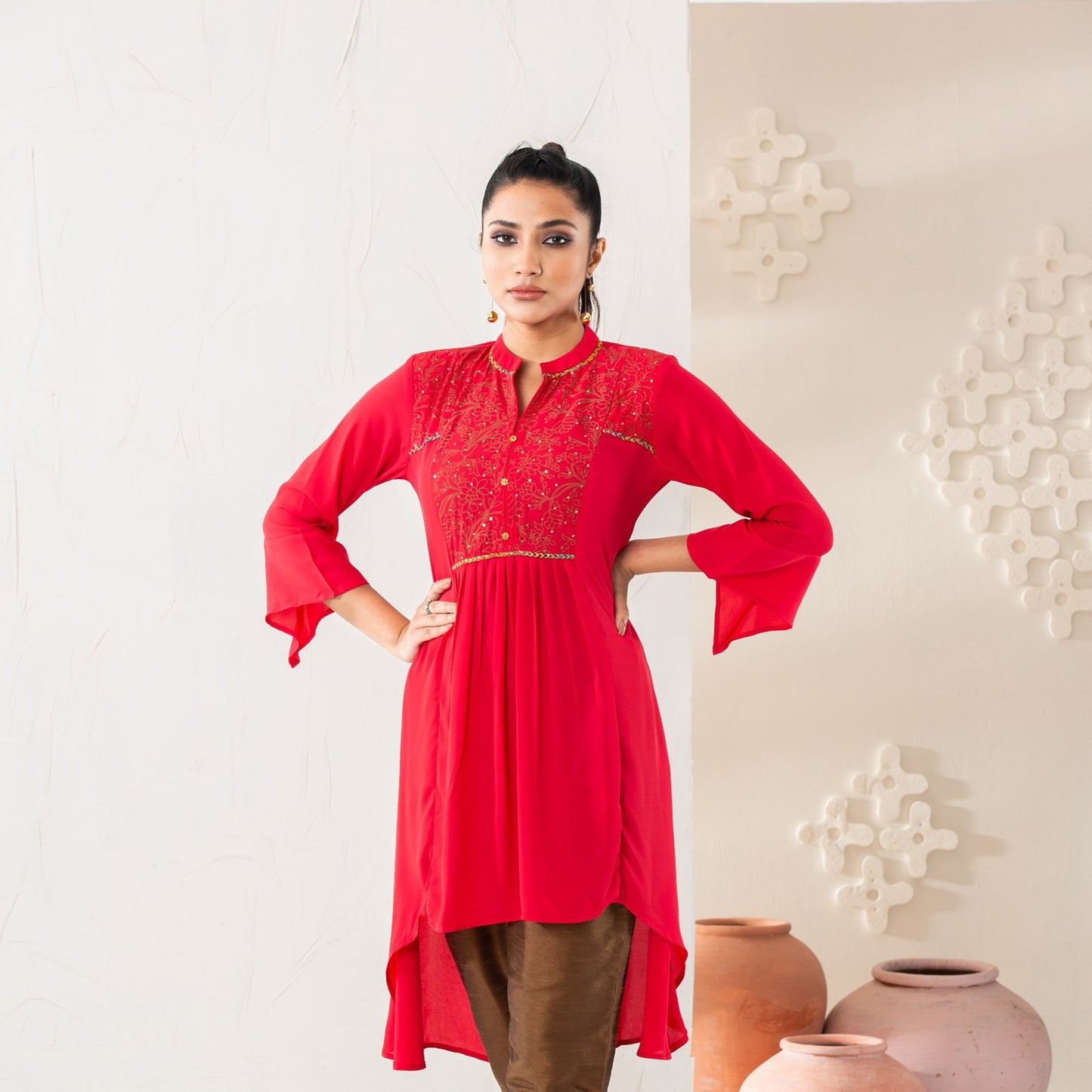 Womens Red Ethnic Tunic