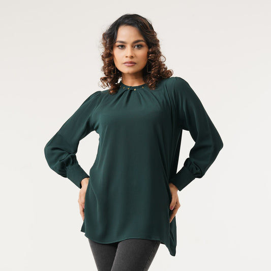 Ethnic Deep Green Workwear Top