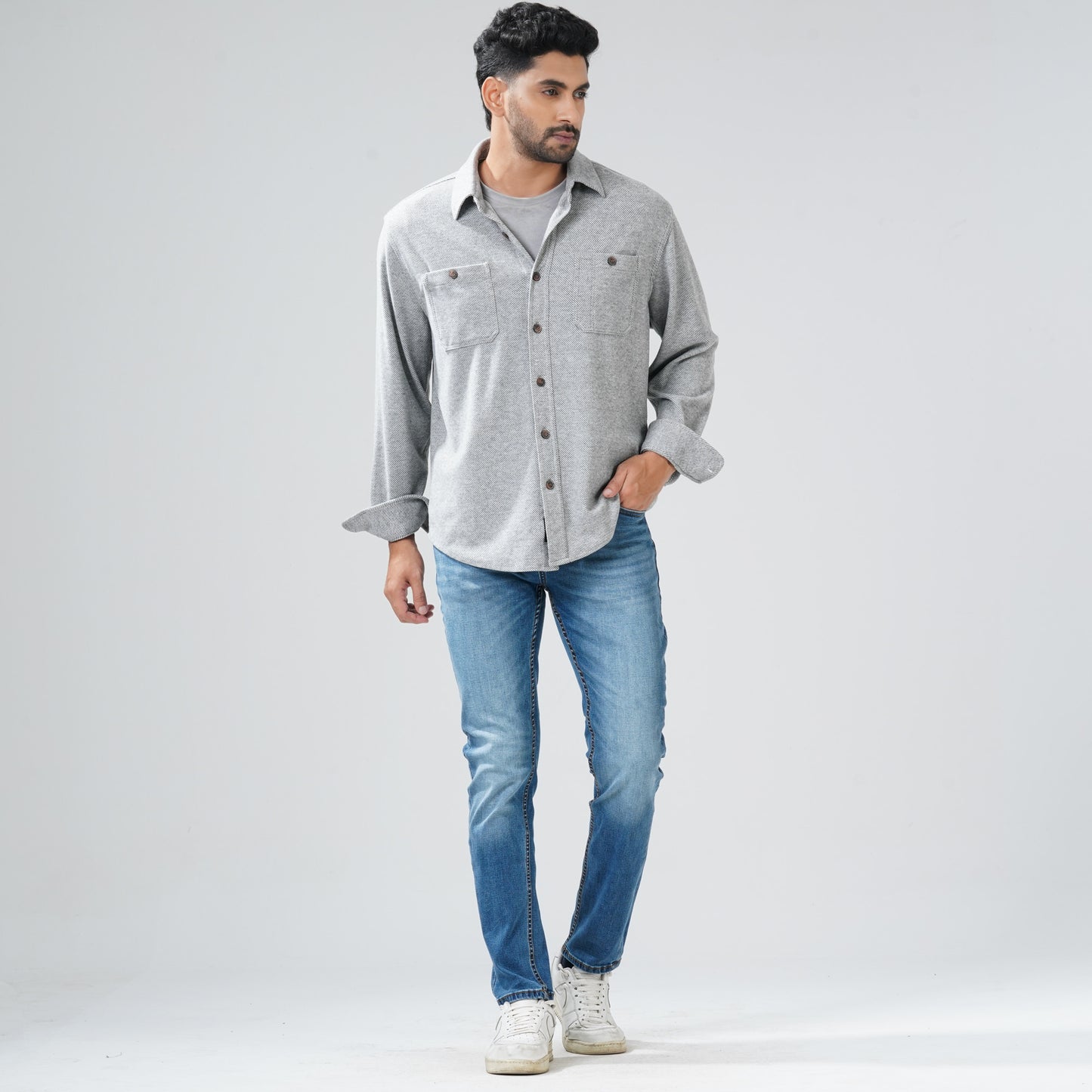 Mens Grey Casual Shirt