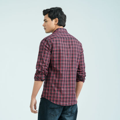 Men’s Green Red Casual Cotton Shirt