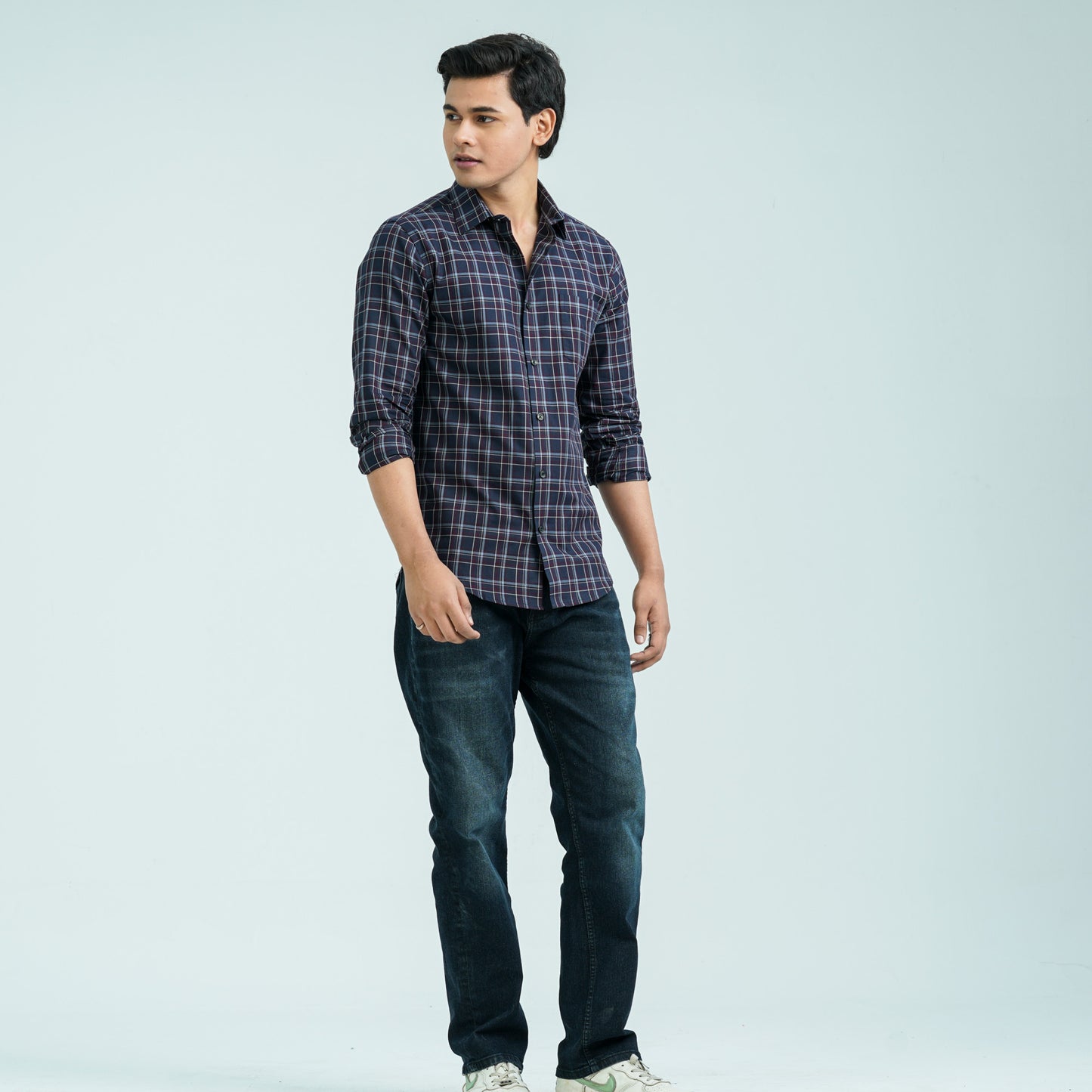 Men’s Ash Navy Casual Cotton Shirt