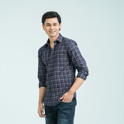 Men’s Ash Navy Casual Cotton Shirt