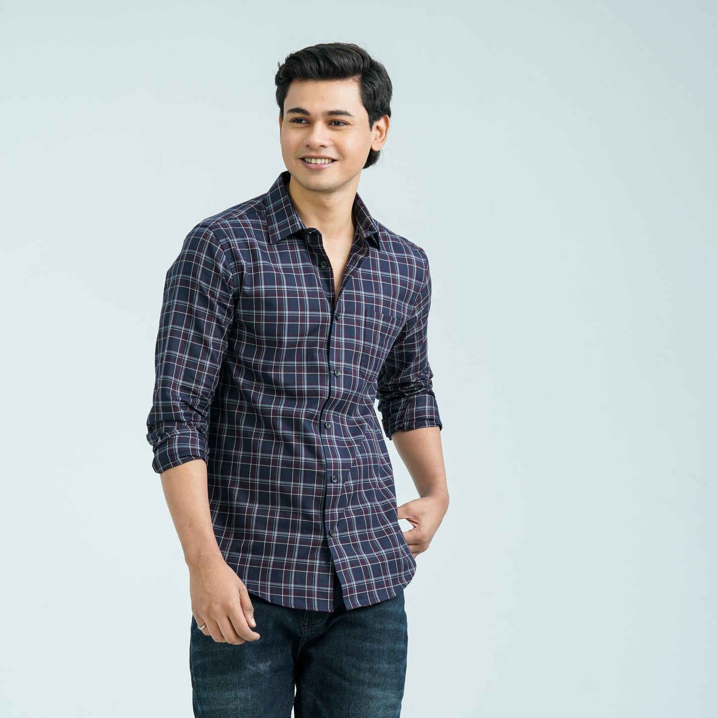 Men’s Ash Navy Casual Cotton Shirt